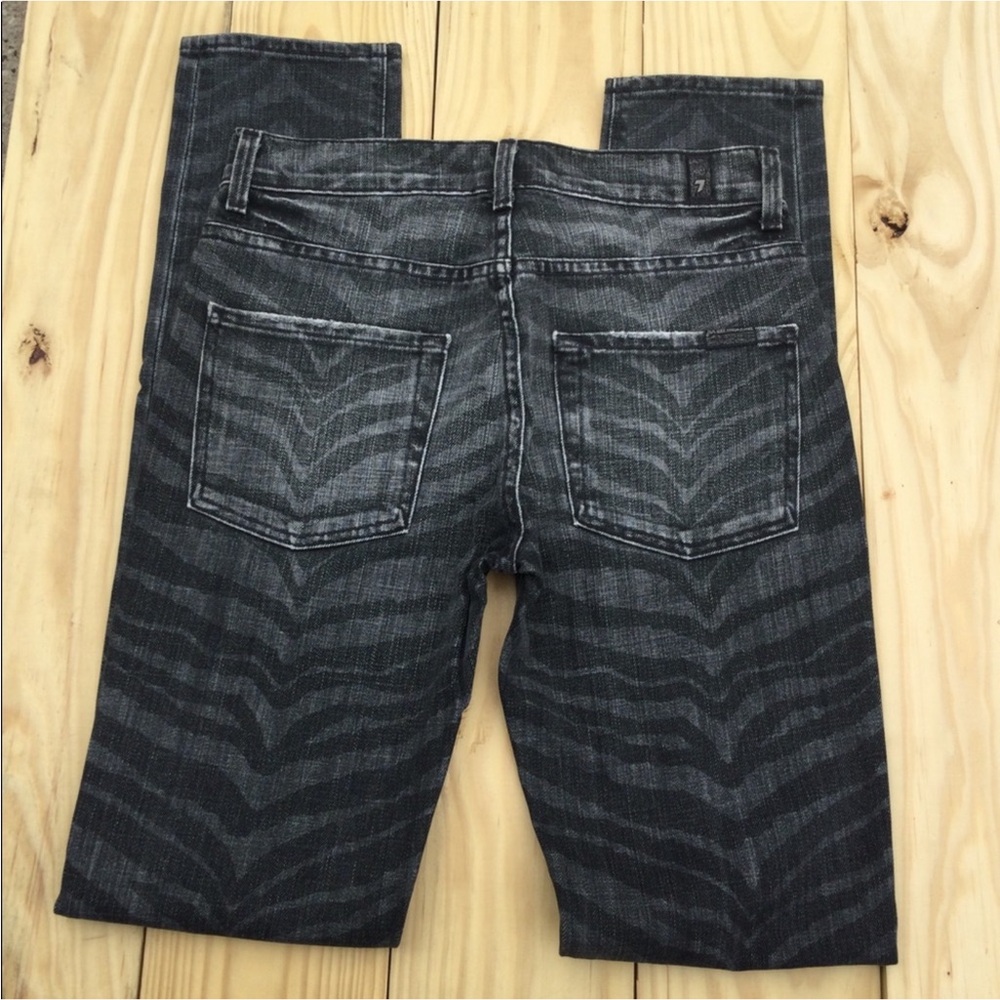 7 For All Mankind Zebra Skinny Dark Gray Jeans Size 27X33